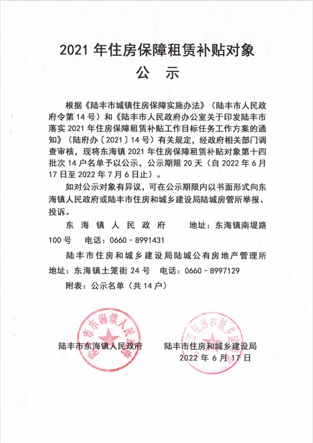 2021的住房保障租賃補(bǔ)貼對象公示（東海14戶）.png